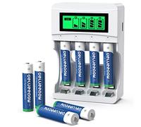 Delyeepow 8 Piles Rechargeables AAA 1100mAh avec Chargeur de Piles AA et AAA 4 Slots, Haute Capacité 1.2V Batterie Rechargeable Chargeur avec Indicateur LCD Intelligent