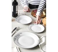 Delys-By-Verceral Service de Table en Porcelaine de 18 Pièces pour 6 Personnes - Assiettes Plates, Creuses et à Dessert - Décor Brasserie du Centre