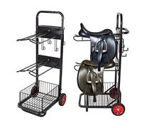 DEMA Ascot - Chariot de selle - Support de selle - Pour 2 selles - Pliable et stable - Avec étagère pour accessoires, écurie, tournoi, équitation