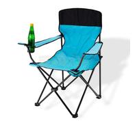DEMA Chaise pliante à haut dossier bleu