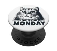 Demain Lundi Chat Paresseux Mème Japonais PopSockets PopGrip Adhésif