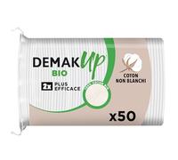 Demak'Up Adapt Bio Cotons à Démaquiller - Visage et Yeux - 100% Fibres de Coton Naturelles Biologiques et non Blanchies - Certifiés GOTS - 50 Cotons