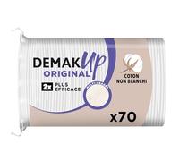 Demak'Up Original Ovales Cotons à Démaquiller - 70 Cotons | Visage & Yeux - Face Striée & Face Lisse - Retire le Vernis à Ongles - 100% Fibres de Coton Naturelles