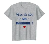 Demande Annonce Marraine Amie Veux-tu Être Ma Marraine T-Shirt, Enfant, Gris Chiné, 8 Ans
