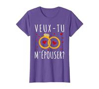 Demande De Mariage Surprise Veux-tu M'épouser T-Shirt, Femme, Violet Chiné, XXL