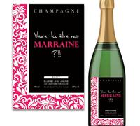 Demande en marraine, Étiquette autocollante pour bouteille de champagne, Idée cadeau originale pour faire votre annonce