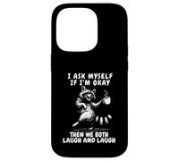 Demande-Moi si Je Vais Bien, on rit Tous Les Deux avec Un drôle de Raton Laveur rétro des années 90 Coque pour iPhone 14 Pro