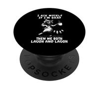 Demande-Moi si Je Vais Bien, on rit Tous Les Deux avec Un drôle de Raton Laveur rétro des années 90 PopSockets PopGrip Adhésif
