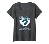 Demandez-Moi à Propos de Medicare - I've Got Answers! T-Shirt avec Col en V, Femme, Chiné Foncé, S