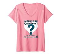 Demandez-Moi à Propos de Medicare - I've Got Answers! T-Shirt avec Col en V, Femme, Rose, XL