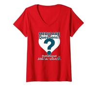 Demandez-Moi à Propos de Medicare - I've Got Answers! T-Shirt avec Col en V, Femme, Rouge, XXL
