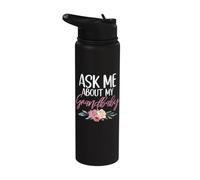 Demandez-moi à propos de mon grand-bébé nouvelle grand-mère Stainless Steel Insulated Water Bottle