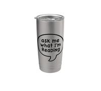 Demandez-moi ce que je lis Funny Book Lover Gobelet isotherme en acier inoxydable double paroi
