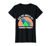Demandez-Moi Mon Perroquet à tête Bleue T-Shirt Graphique avec Valeur, Femme, Noir, L