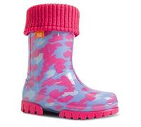 Demar Bottes de pluie et neige en caoutchouc à doublure polaire pour fillette Motif cœurs Rose/violet