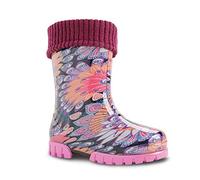 Demar Bottes de pluie et neige en caoutchouc à doublure polaire pour fillette Motif cœurs Rose/violet