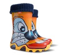 Demar Lux Bottes de pluie doublées en caoutchouc avec chaussettes intérieures pour fille et garçon, Lapin, 32/33 EU