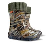 Demar LUX Bottes de pluie en caoutchouc doublées avec chaussettes intérieures pour fille garçon, Camouflage, 30/31 EU