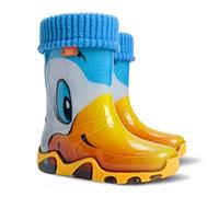 Demar LUX Bottes de pluie en caoutchouc doublées avec chaussettes intérieures pour fille garçon, Canard, 24/25 EU