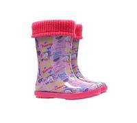 Demar LUX Bottes de pluie en caoutchouc doublées avec chaussettes intérieures pour fille garçon, Licorne, 22/23 EU