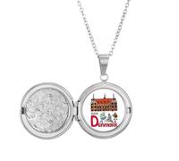 Demark Collier médaillon avec symbole national avec motif monument, cadeau d'anniversaire