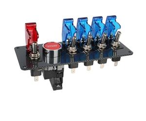Démarrage Commutateur Panneau lumineux à bascule 12V, démarreur de voiture de course, allumage, démarrage et arrêt, bouton poussoir, indicateur LED, ATV Ignition Starter pour Voiture(Blue)
