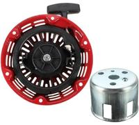 Démarreur à ressort à rappel, Kit de démarrage à rappel avec coupelle de traction for moteur de tondeuse 5,5 CV, rouge, 180 mm