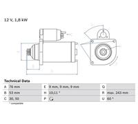 BOSCH 0 986 016 990 Démarreur
