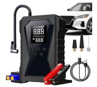 Démarreur de Batterie avec compresseur d'air | Démarreur de Batterie 12V avec Compresseur d'air | Booster de démarrage sans Fil pour Voiture, Banque d'énergie Intelligente pour Camping Moto Camion