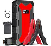 Démarreur de batterie de voiture portable 2500 A - Boîte de démarrage pour moteurs à essence 8 L et diesel 7 L - Comprend des câbles de démarrage, une lumière LED et un port USB QC3.0 (rouge)