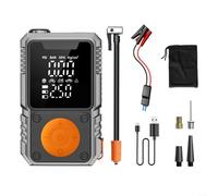 Démarreur De Batterie Portable 7200MAh Avec Compresseur D'Air 150PSI, Pompe À Pneus Automatique Écran LCD, Power Bank USB-C Pour Voiture Pour MOTO Vélo, Vert(4 * 1800mah)