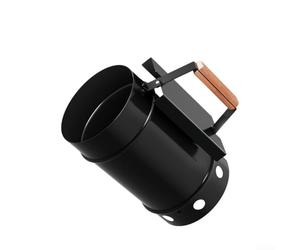 Démarreur de cheminée au charbon de bois, seau d'allumage robuste en acier galvanisé avec poignée en bois qui reste froide pour barbecue en plein air, design efficace pour un flux d'air rapide (noir)