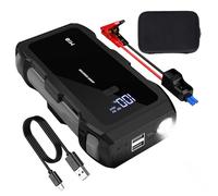 Démarreur de voiture - 6,7" 8000 mAh | Booster de batterie 12 V | Bloc d'alimentation USB | Chargeur rapide | Kit de véhicule portable pour voitures, camions, motos, SUV et lampe de poche multi-mode