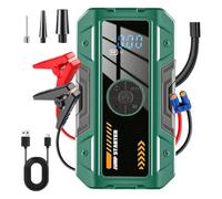 Démarreur de voiture avec compresseur d'air - Booster de batterie et gonfleur de pneu | Banque d'alimentation multifonction avec lumière LED | Démarreur de démarrage pour voitures, vélos, camions