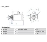 Bosch Démarreur 0 986 017 770 – 1,1 kW – rotation horaire monté sur palier – Alfa Romeo 147