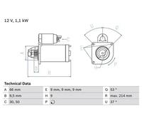 Bosch Démarreur 0 986 017 770 – 1,1 kW – rotation horaire monté sur palier – Alfa Romeo 147