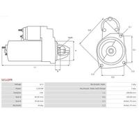 Démarreur Rotation dans le sens des aiguilles d'une montre S0143PR AS-PL pour VW