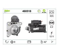 Démarreur Starter 12 V 2,2 kW 9 Dents VALEO Pour OPEL MOVANO