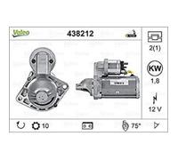 VALEO-438212-Démarreur-Puissance nominale [kW] : 1,8 - Stop & Start : NON - Nombre de dents : - - Voltage [V] : 12 - Sens de rotation : SENS HORLOGE