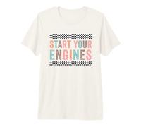 Démarrez Vos Moteurs, Voiture de Course Vintage rétro à Drapeau à Damier T-Shirt Haut de Gamme