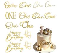 Demarsen 10 Pièces One Décorateur de Gâteau, Cake Topper avec 2Pcs Happy Birthday Décoration, Enfant Fête Décoration pour Baby Shower, Communion, Premier Anniversaire