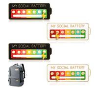 Demarsen 4 Pièces My Social Battery Pin,Épingles D'humeur Interactives,Broche D'humeur Sociale Drôle Pendant 7 Jours pour Vêtements Sacs Vestes Manteaux Chapeaux