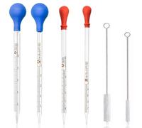 Demarsen 4 Pièces Pipette en Verre, Pipette Graduée 1ml 3ml 5ml 10ml, Compte Gouttes Pipette, Pipette Verre avec Brosse de Nettoyage pour Laboratoire Expériences