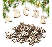 Demarsen 400 Pcs Lettres en Bois 15mm, Petite Lettre en Bois, Non Peint Lettre Majuscule A-Z, Lettre Decorative pour Scrapbooking Fête de Mariage Bricolage Décoration de Noël