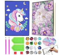 Demarsen Diamond Painting A5 Carnet Cadeau Fille 5 6 7 8 9 10 Ans Diamond Painting Jouet Enfant 5 6 7 8 Ans DIY Diamond Pasted Painting Notebook Kit pour Cadeaux d'anniversaire ou de Noël