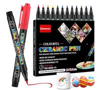 Demarsen Feutre Acrylique,Feutres en Peinture Porcelaine 12 Couleurs Marqueur Peinture Acrylique Pour Peinture Sur Roche,Céramique,Tissu,Métal,Verre,Bois,Toile,Plastique,Premium Art et Bricolage