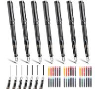 Demarsen Lot de 7 Stylos de Calligraphie avec 36 Cartouches d'encre Interchangeables en 12 Couleurs,Kit Calligraphie Ecriture pour Ecriture,Signature,Conception d'illustration et Dessin (Noire)