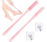 Demarzily Brosse de nettoyage des orteils, brosse à récurer pour les pieds avec manche de 40 cm de long en silicone souple pour soins des pieds pour personnes âgées, hommes et femmes (rose)