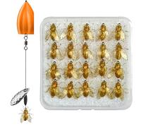 demaxiyad Appât de Pêche à la Mouche pour Truite - 20X Leurres Simulés en Forme d'abeille avec Étui - Appâts Réalistes avec Boîtier pour Lacs Rivières Étangs Mer - Bar Thon Brochet Truite