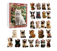 demaxiyad Décoration de Noël en forme de chat de l'Avent, calendrier de compte à rebours 24 jours de 2025 | Pendentif en acrylique 2D pour maison, voiture, arbre, mur, porte, fenêtre, vacances